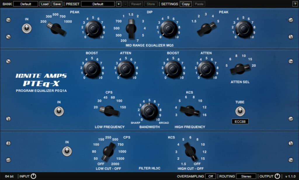 Ignite Amps P-Teq X plugin interface