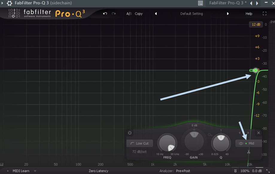 Pro-Q 3 Mid Channel High Pass