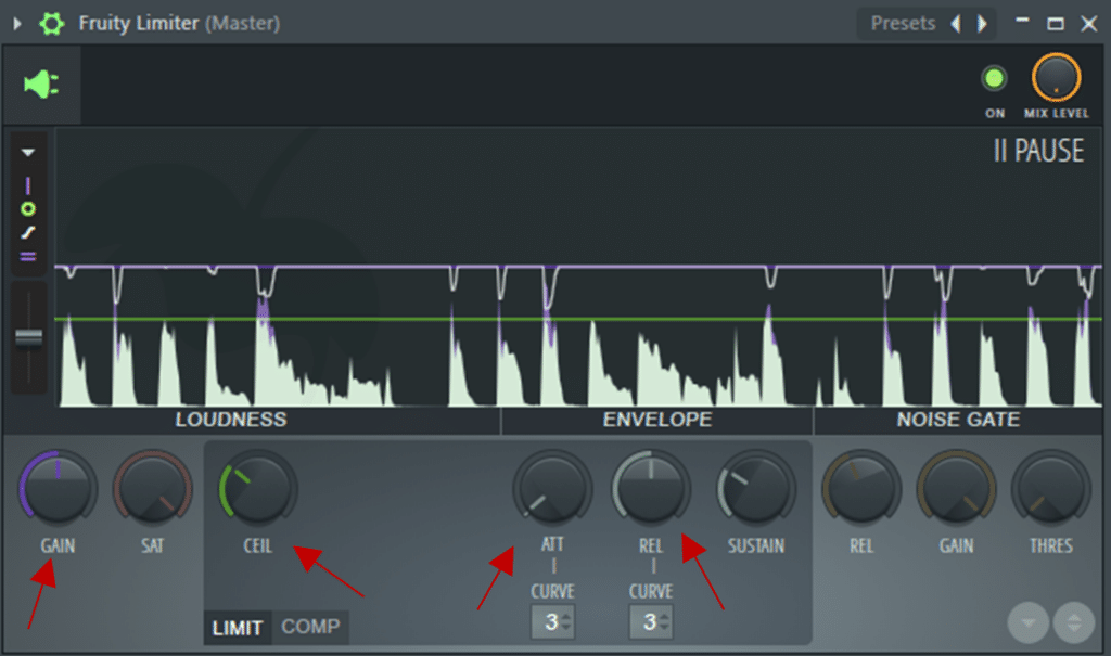 Fruity Limiter Controls