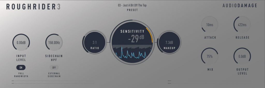 Audio Damage Rough Rider 3 plugin interface