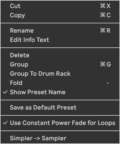 Converting a Simpler to a Sampler menu