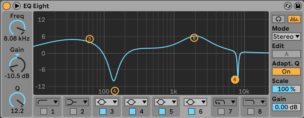 Ableton Live EQ Eight Bell Curves