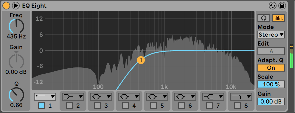 Ableton Live EQ Eight High-pass Filter