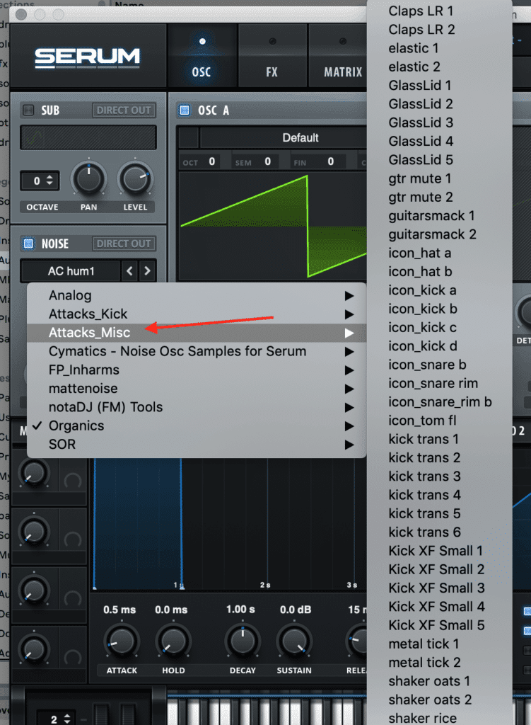 Xfer Serum Noise Osc Attacks