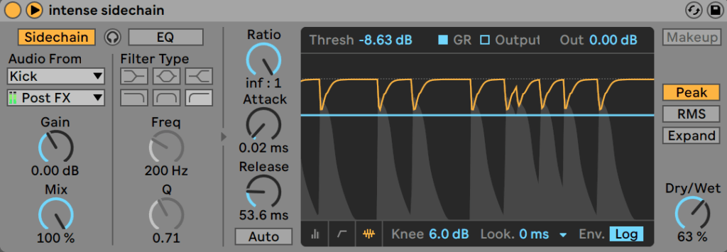 Ableton Live Compressor Sidechain Compression Activity View