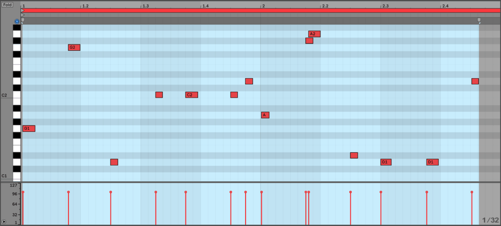 Short Note Bassline MIDI in Ableton Live