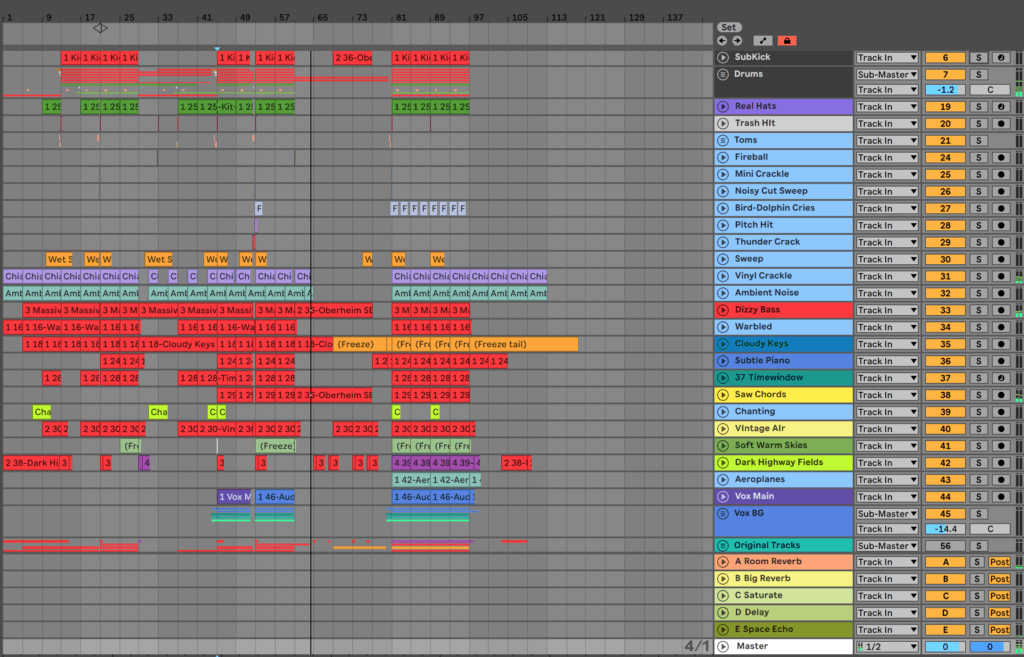 Ableton Live Project Lots Of Channels and Tracks