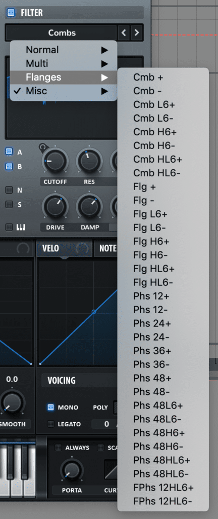 Xfer Serum Filter Types