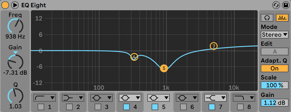 Reductive Ableton Live EQ Eight Cuts in Drum and Bass