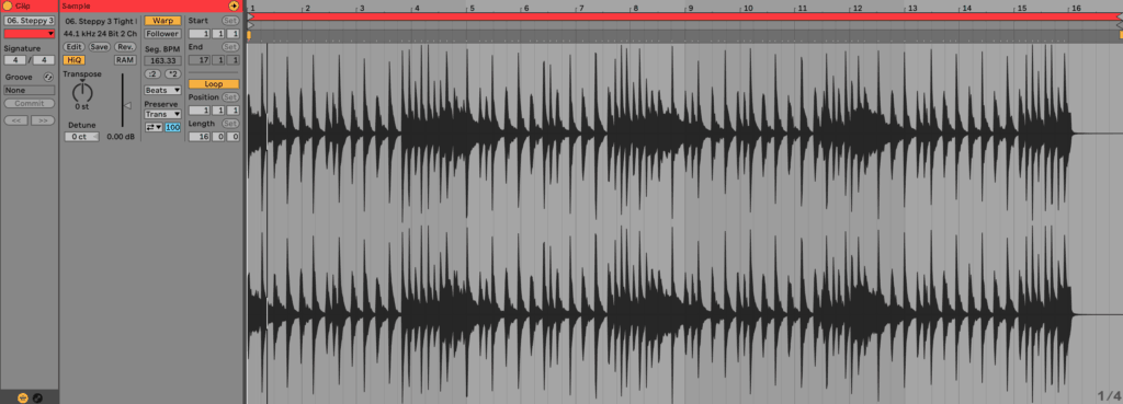 Ableton Live Audio Clip Editor