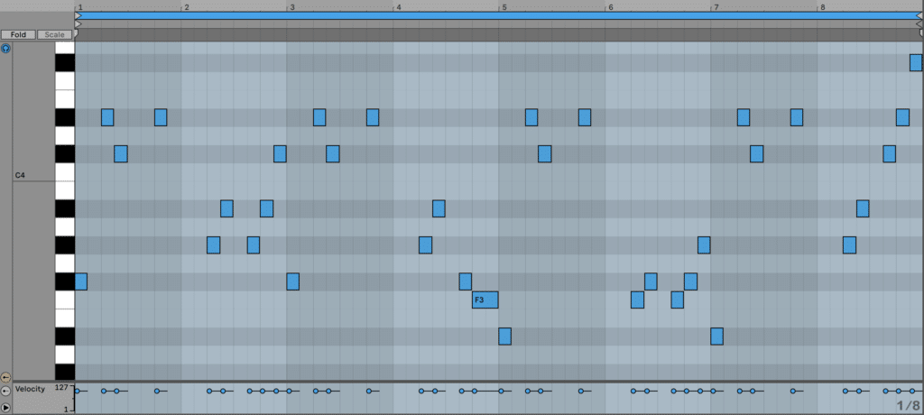 A motif-based melody in MIDI