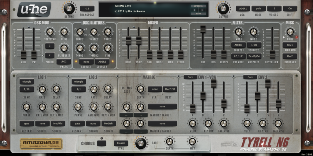 u-he Tyrell N6 plugin interface