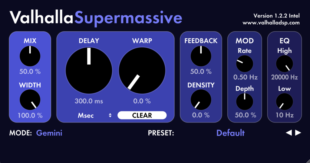 Valhalla Supermassive plugin interface