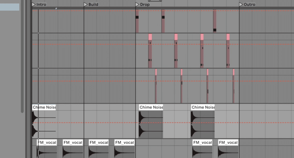 Chime noise hits - full arrangement