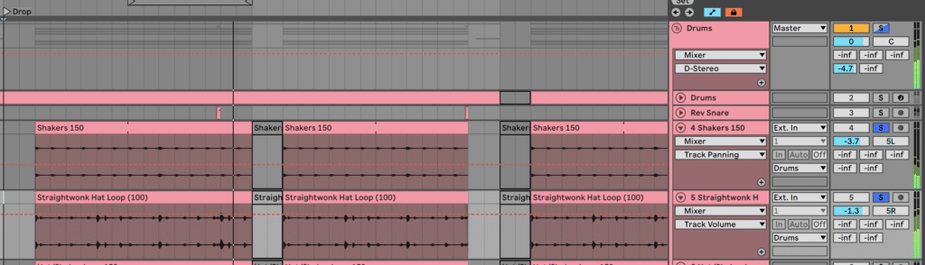 Panning Drums Channels in Ableton Live