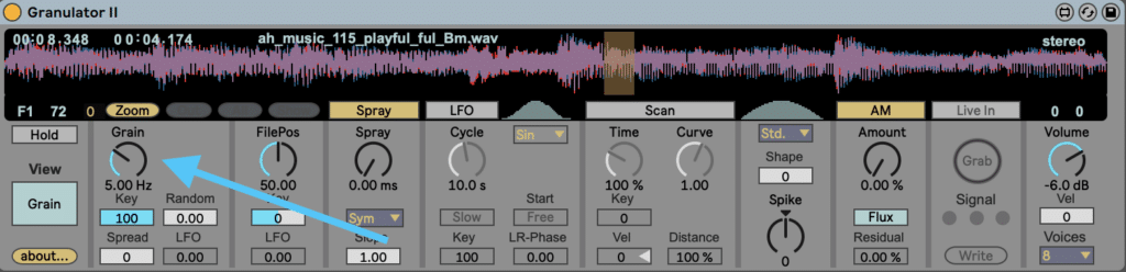 Ableton Live Granulator II Grain Size