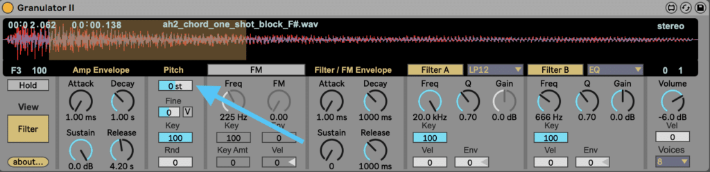 Ableton Live Granulator II Pitch