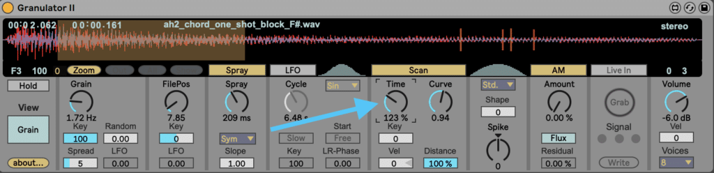 Ableton Live Granulator II Scan Time