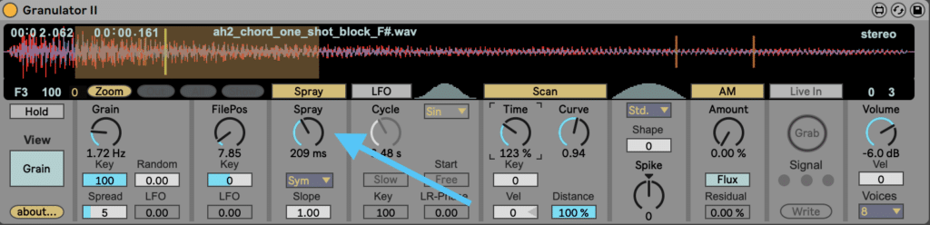 Ableton Live Granulator II Spray