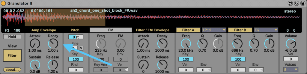 Ableton Live Granulator II ADSR