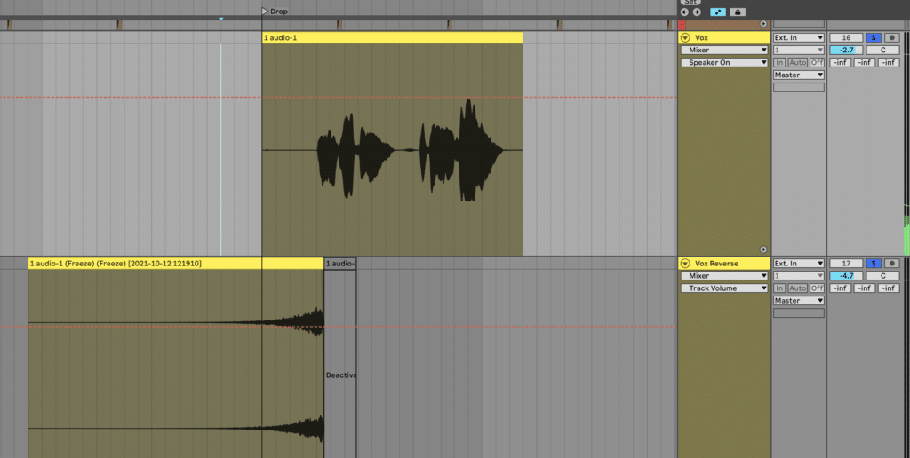 Resampled reverse vocal sweep in Ableton Live