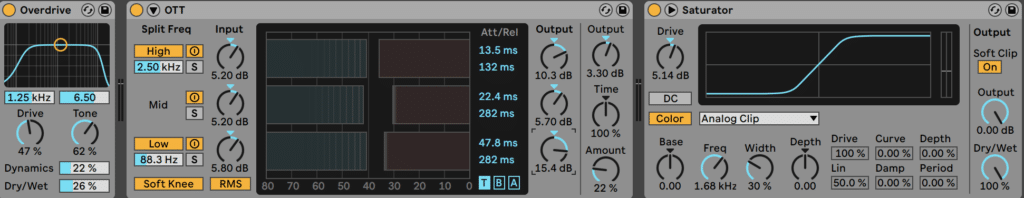 Overdrive, OTT and Saturator devices in Abetlon