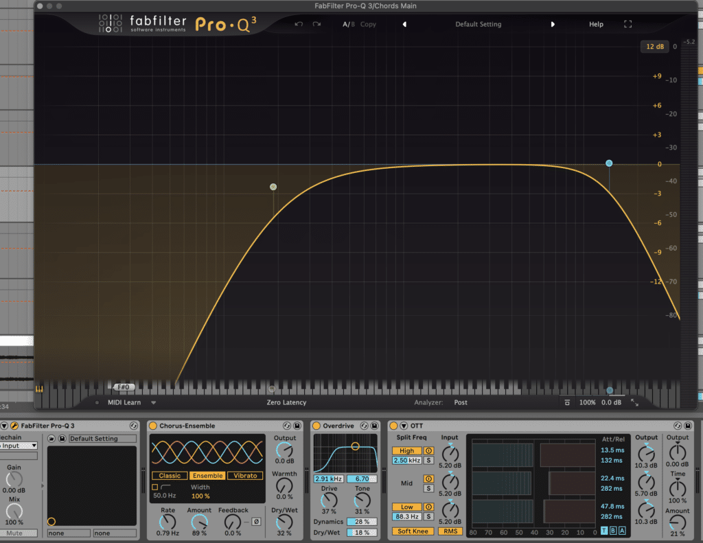 Chord synth processing with Pro-Q 3