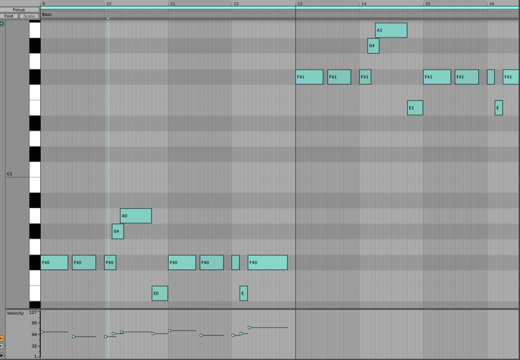 Lead synth MIDI notes