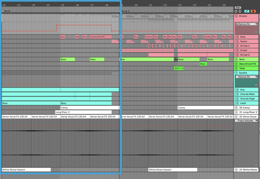 Dubstep second build in Ableton