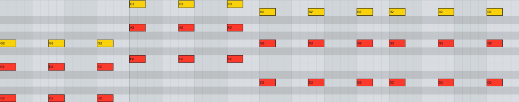 The yellow highlighted notes constitute a melody while being part of the chords. 